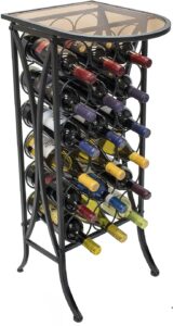 sorbus wine rack stand bordeaux chateau style with glass table top - holds 18 bottles of your favorite wine - elegant looking french style wine rack to compliment any space (wine stand - 18 bottles).