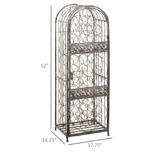 HOMCOM 45 Bottle Wrought Iron Wine Rack Jail with Lock - Antique Bronze