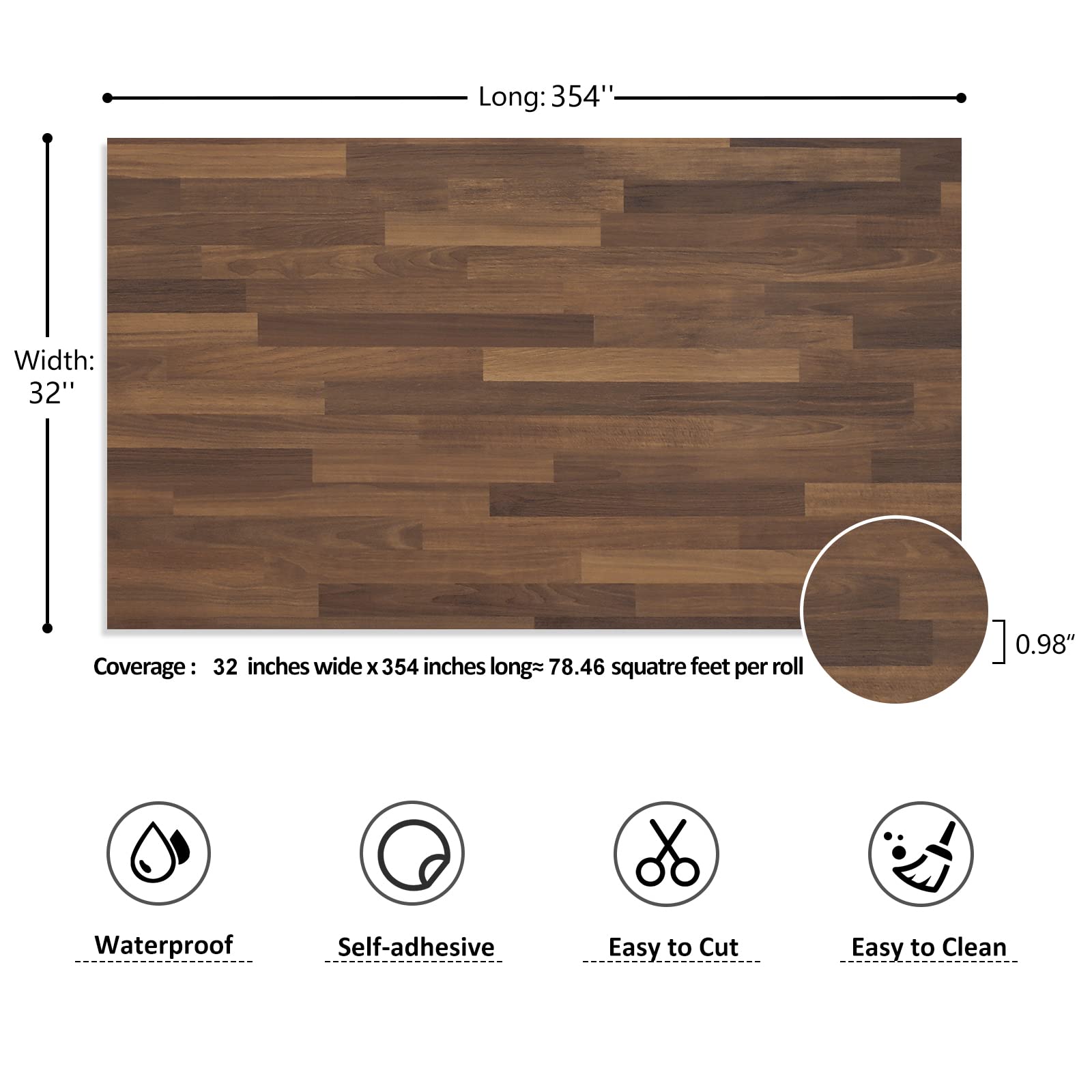 VEELIKE Large Size Butcher Block Contact Paper Peel and Stick Countertops for Kitchen 32''x354'' Removable Thick Wood Wallpaper Self Adhesive Wood Grain Contact Paper for Table Cabinets Shelf Liners