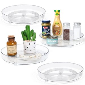 lotfancy lazy susan organizers, 4 pack 10.6” clear lazy susan turntable for kitchen, cabinet, fridge, pantry, countertop, bathroom storage