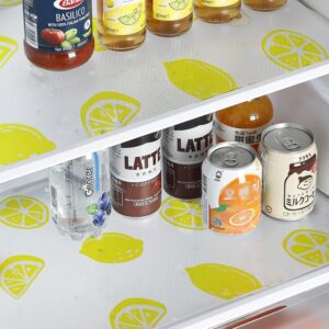8pcs refrigerator liners shelf liners for kitchen cabinets, 17.7"x11.8" washable non-slip fridge liner, cabinet and drawer liner for fridge/wire shelf/glass shelves (lemon)