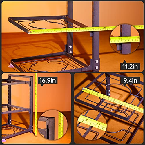 HOYRR Pots and Pans Organizer,3 Tier Adjustable Pan Organizer,Pan Rack,Pot Organizer Rack For Under Cabinet,Under Cabinet Pot and Pan Organiser For Kitchen Organisation and Storage.(Black)