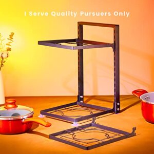 HOYRR Pots and Pans Organizer,3 Tier Adjustable Pan Organizer,Pan Rack,Pot Organizer Rack For Under Cabinet,Under Cabinet Pot and Pan Organiser For Kitchen Organisation and Storage.(Black)