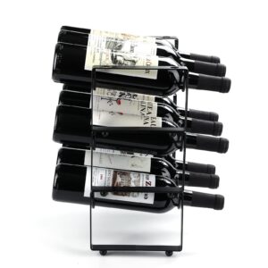 SCDGRW Wine Racks Countertop 3 Tier Stackable Wine Rack Tabletop Metal Wine Storage Stand, Cabinet Wine Holder Wine Storage Shelf, Hold 9 Wine Bottles, Bottle Storage Racks fit Bar, Cabinet