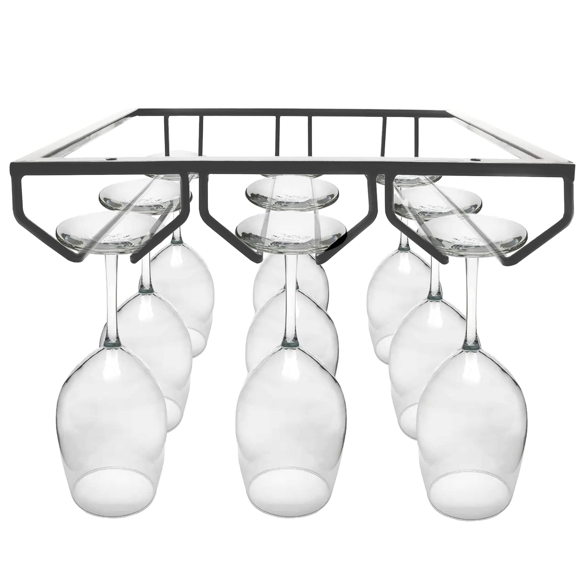 our trading llc Nickel Wine Glass Rack, Wine Glasses Hanger for Cabinet Kitchen Bar, Stainless Steel Storage, Metal Organizer, Under Shelf Stemware Rack