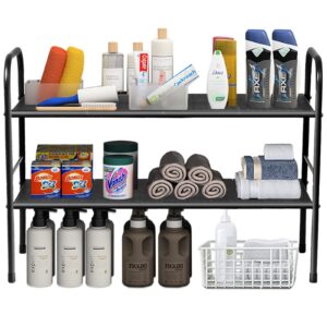 finneya under sink organizers,expandable cabinet shelf organizer 2 tier under storage rack with removable panels,multi-use for under kitchen bathroom sink organizers and storage