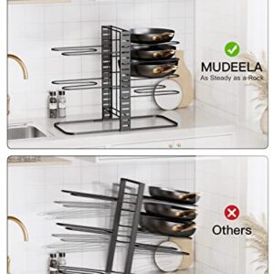 MUDEELA 8-Tier Adjustable Heavy Duty Pan Organizer Rack for Cabinet and Pots and Pans Organizer Rack for Cabinet Bundle