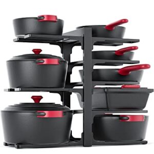 MUDEELA 8-Tier Adjustable Heavy Duty Pan Organizer Rack for Cabinet and Pots and Pans Organizer Rack for Cabinet Bundle