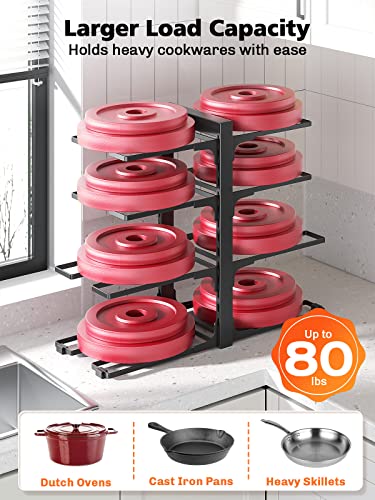 MUDEELA 8-Tier Adjustable Heavy Duty Pan Organizer Rack for Cabinet and Pots and Pans Organizer Rack for Cabinet Bundle