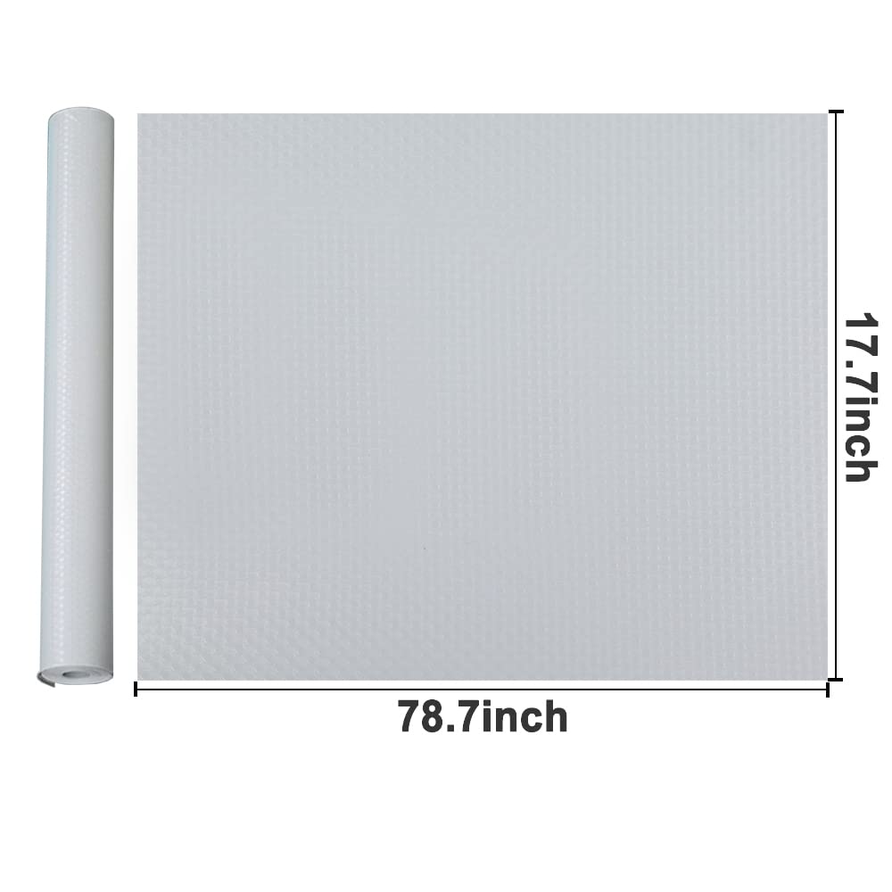 Waterproof Shelf Liner No Slip Drawer Liner for Bathroom, Non Adhesive Kitchen Cabinet Mats EVA Plastic Drawer Mats Roll for Closet, Shelves, Cupboard, Countertop, Fridge Liner - Gray 17.7"×78.7"