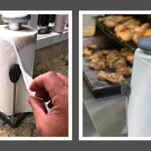 Premium Granite Paper Towel Holder - Free Standing Kitchen Paper Towel Roll Holders with Granite Base for Easy One Handed Use - Holds Standard or Jumbo-Sized Rolls (Each Holder is Unique) Made in USA