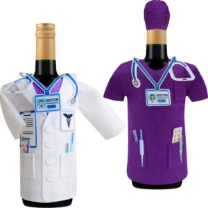hnoonz residency match day gifts,doctor’s day gifts for doctor,doctor wine bottle cover,white coat ceremony gift,wine doctor coat,doctor themed gift,doctor wine cover,medical school graduation gifts