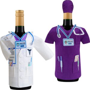 HnoonZ Residency Match Day Gifts,Doctor’s Day Gifts for Doctor,Doctor Wine Bottle Cover,White Coat Ceremony Gift,Wine Doctor Coat,Doctor Themed Gift,Doctor Wine Cover,Medical School Graduation Gifts