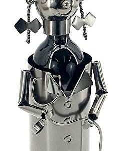 Bellaa 20836 Metal Wine Bottle Holder, Nurse Gifts, On Duty Doctor Surgeons Medical Physicians Medics Caregivers Figurine Statues American Heroes Gift 13 Inch