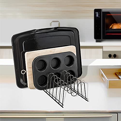 SANNO Pan Pot Lid Holder Kitchen Lid Rack Organizer for Plates, Cutting Boards Bakeware, Cooling Racks, Pots & Pans, Serving Trays stain,stainless steel nickel