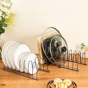 SANNO Pan Pot Lid Holder Kitchen Lid Rack Organizer for Plates, Cutting Boards Bakeware, Cooling Racks, Pots & Pans, Serving Trays stain,stainless steel nickel