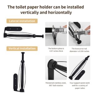 TNXSYBJ Under Cabinet Paper Towel Holder with 2 Adhesive Towel Hooks, Stainless Steel Black Paper Towel Holder Wall Mount, One Hand Operable paper towel holder With Damping Effect For Bathroom Kitchen