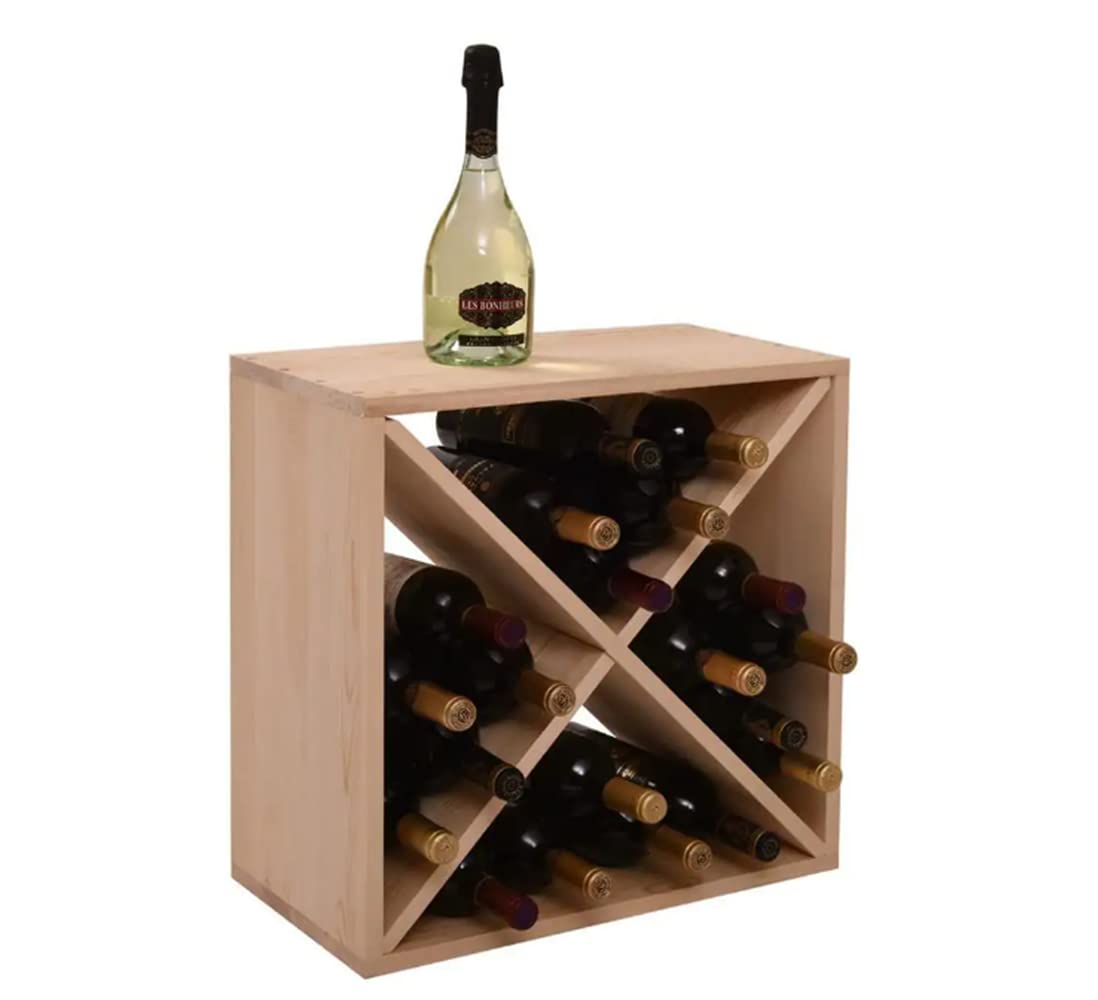 Justincity 24 Bottles of Modular Bamboo and Wood Wine Rack, Stackable Cube Wine Rack, Easy to Assemble, Suitable for Kitchen, Wine Cellar Storage Room and Bar