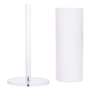 mygift clear acrylic kitchen countertop paper towel holder stand with round base, vertical design paper roll dispenser