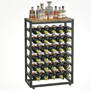 yoleo wine rack free standing 6-tier 30 bottles wine holder display storage shelves with metal frame and table top for home, kitchen, pantry, wine cellar (l23.22x w11.81x h34.65 inches)