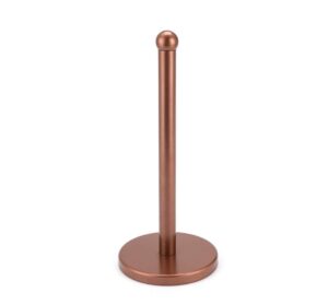 mornenjoy modern stand up paper towel holder,single tear papertowel roll stand with stable wide base,paper towel dispenser for kitchen countertop/dinner table/bathroom (round head,copper)