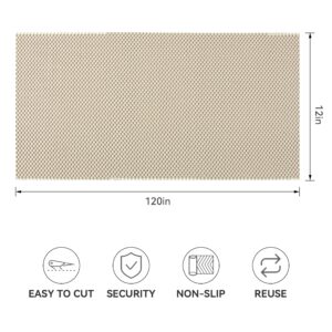 RAY STAR 12X48 Inch Shelf Liner for Kitchen Cabinets, Non-Adhesive Cabinet Liner Washable, PVC Drawer Liner for Dresser Non-Slip Bathroom Beige