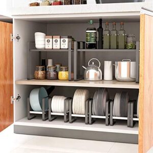 KODENG Kitchen Cabinet Storage Shelves Plates Dishes Chopping Board Storage Rack Bowl Cup Holder Multifunction Kitchen Closet Organizer (S)