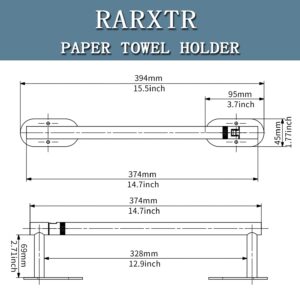 RARXTR Paper Towel Holder, Under Cabinet Paper Towel Holder for Kitchen, Adhesive Paper Towel Roll Rack for Bathroom Towel, Wall Mounted Matte Black Paper Towel Rack, SUS304 Stainless Steel…