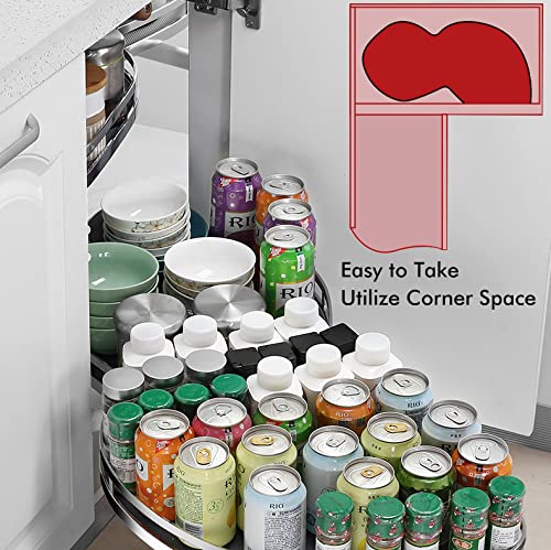 HAVEITS Corner Cabinet Pull Out Organizer, 2-Shelf Soft Close Organizer Lazy Susan with Non-Slip Trays for 36 inch Kitchen Cabinets, Heavy Duty Blind Corner Storage for Left Handed Open Cabinet