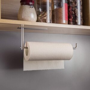 SUNTECH Paper Towel Holder + Towel Holder - Self Adhesive Towel Paper Holder Stick on Wall, SUS304 Stainless Steel