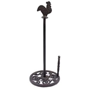 cast iron rooster paper towel holder 15" - cast iron decoration - rooster decor