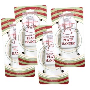 banberry designs chrome vinyl coated plate hanger 3.5 to 5 inch plate hanger set of 4 hangers - includes hanging hook and nail