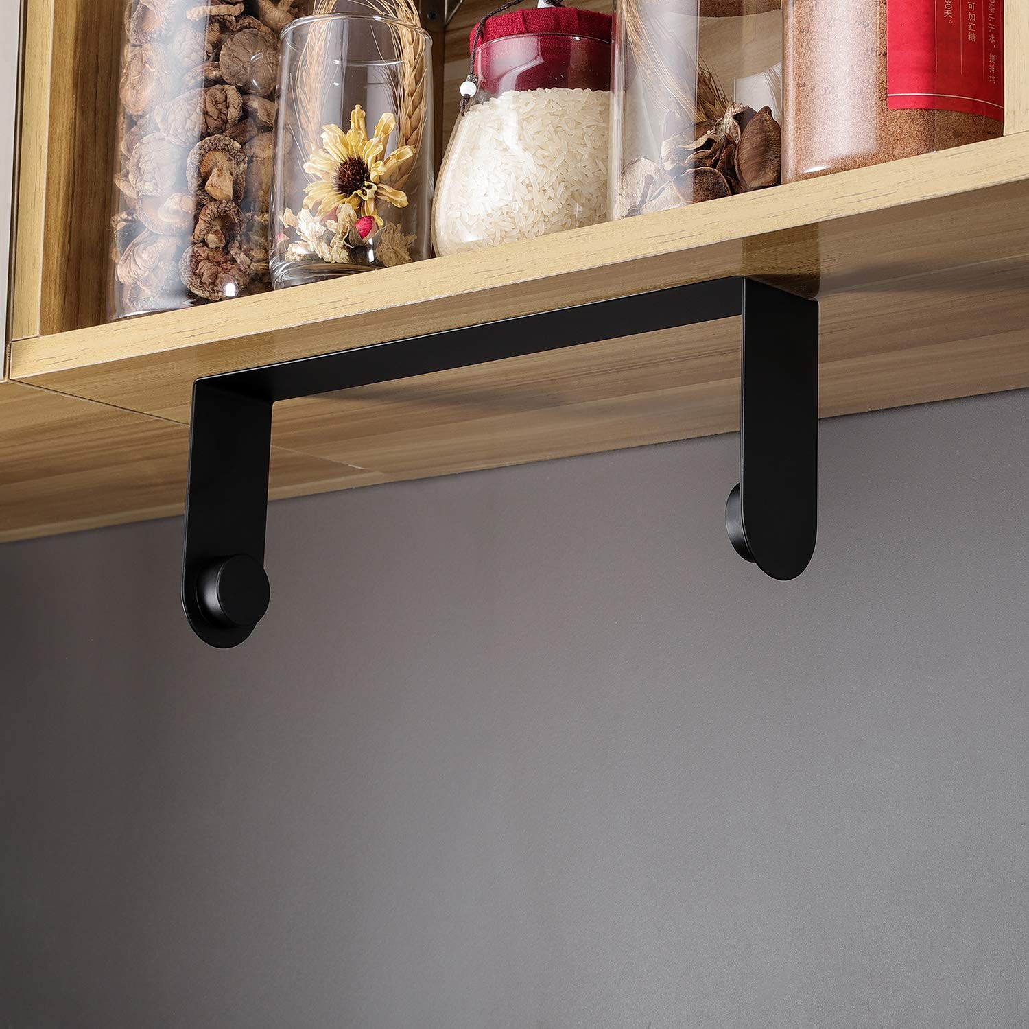 Under Cabinet Paper Towel Holder + Black Wall Hooks Adhesive Hooks