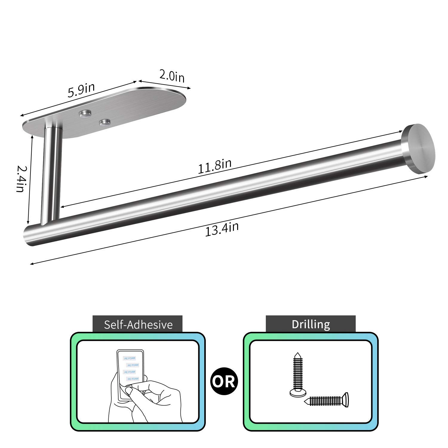 VAEHOLD Adhesive Paper Towel Holder and Toilet Paper Holder