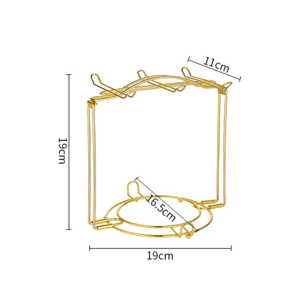 oAutoSjy Coffee Cup Holder Coffee Cup Rack Stand with 6 Hooks, Detachable Coffee Mug Holder Stand, Cup and Saucer Countertop Storage Organizer Wrought Iron Mug Drainer Drying Rack Gold Mug Hanger Rack