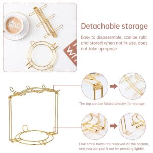 oAutoSjy Coffee Cup Holder Coffee Cup Rack Stand with 6 Hooks, Detachable Coffee Mug Holder Stand, Cup and Saucer Countertop Storage Organizer Wrought Iron Mug Drainer Drying Rack Gold Mug Hanger Rack