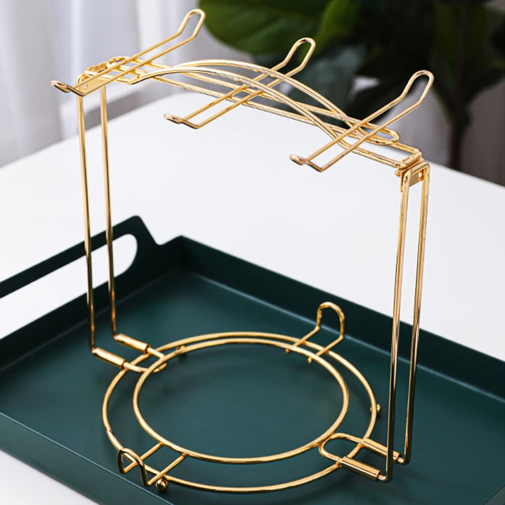 oAutoSjy Coffee Cup Holder Coffee Cup Rack Stand with 6 Hooks, Detachable Coffee Mug Holder Stand, Cup and Saucer Countertop Storage Organizer Wrought Iron Mug Drainer Drying Rack Gold Mug Hanger Rack