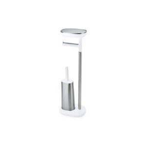 joseph joseph 70519 easystore butler toilet paper holder stand and flex toilet brush with shelf and drawer, stainless steel