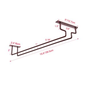 MOCOUM 2 Pack 15.6" Wine Glass Rack Under Cabinet Stemware Rack, Wine Glass Hangers Rack Wire Wine Glass Holder Storage Hanger Hold Up To 10 Wine Glasses for Cabinet Kitchen Bar (Brown, 2 pack)