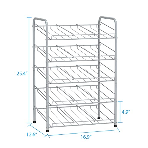 HEOMU 5 Tier Can Rack Organizer, Can Storage Dispenser Holder, Canned Food Storage Organizer for Kitchen Pantry Cabinets Organization and Storage, Silver