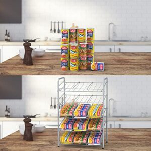 HEOMU 5 Tier Can Rack Organizer, Can Storage Dispenser Holder, Canned Food Storage Organizer for Kitchen Pantry Cabinets Organization and Storage, Silver