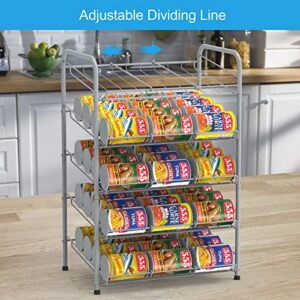 HEOMU 5 Tier Can Rack Organizer, Can Storage Dispenser Holder, Canned Food Storage Organizer for Kitchen Pantry Cabinets Organization and Storage, Silver