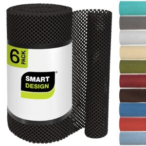 smart design premium grip shelf liner - 18 inch x 48 feet (set of 6 rolls total) - non adhesive, strong grip bottom, easy clean kitchen drawer, cabinet, cupboard dresser cover, non slip - white