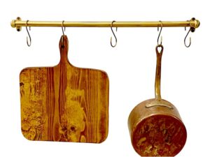 hrlbrass burnished unlacquered brass pot rail with 5 "s hooks (24 inch)