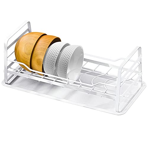 Poeland Bowl Rack with Drip Tray, Pantry Cabinet Organizer Rack for Kitchen Counter Cupboard