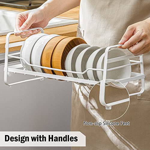 Poeland Bowl Rack with Drip Tray, Pantry Cabinet Organizer Rack for Kitchen Counter Cupboard