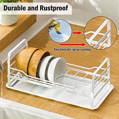 Poeland Bowl Rack with Drip Tray, Pantry Cabinet Organizer Rack for Kitchen Counter Cupboard