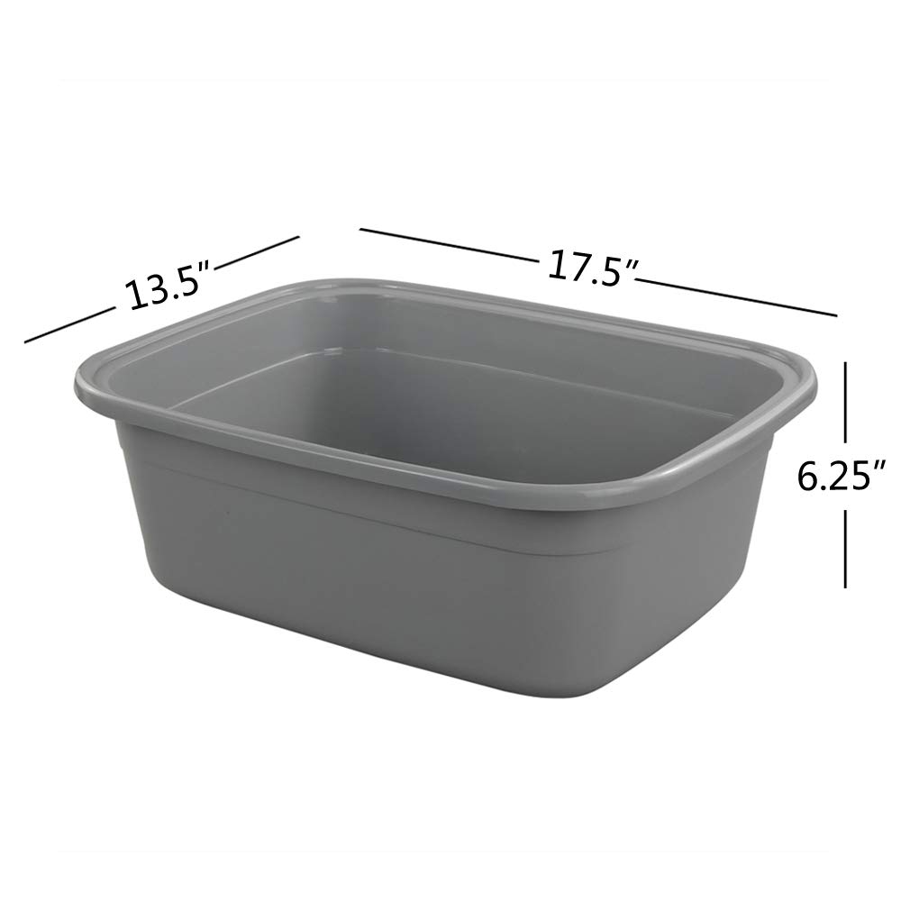 Doryh 18 Quart Dish Pans, Grey, 3 Packs