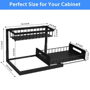 BARTHKIT Under Sink Organizer, 2 Tier Pull Out Under Sink Organizers and Storage, Sliding Kitchen Sink Organizer for Bathroom Kitchen Cabinet Pantry