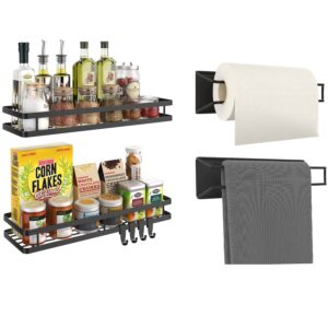 2pack 15.7in spice rack wall mount and 2pack magnetic paper towel holder
